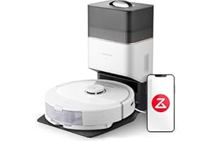 roborock Q8 Max+ Robot Aspirateur avec Station de Dépoussiérage à Vidange Automatique, Les Deux Brosses Princepales, 5500 Pa, Les Zones Interdites, Le Nettoyage Le Long des Lignes de Sol, APP