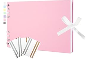 THE STORIES OF US Scrapbook Photo Album 21.5x15cm DIY Memory Book Scrap Books 40 White Pages Ablums Kit with Stickers for Wedding, Travel, Birthday, Pink