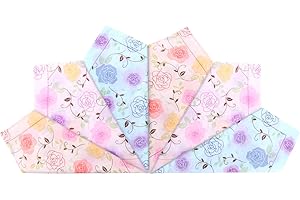 HOULIFE Mouchoir Tissu - Mouchoirs en Tissu Femme, Grands Mouchoirs Tissus en Pur Coton Peigné Motif Fleur Doux pour Mariage Usage Quotidien, Lot de 6/12 Pièces, 45x45cm