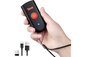 Tera Mini Lectores de Códigos de Barras Bluetooth Inalámbricos con USB (3 en 1) 1D/2D Escáner Portátil de Códigos QR de Mano Compatible con iOS Android Windows, Modelo 1100 2D-Nuevo
