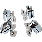 Orret Home Shower Cabin Wheel Set, 4 Chrome Bathroom Wheels, Wheel Set Compatible with All Shower Cabins