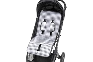 MIBEBESTORE Colchoneta Transpirable Universal Silleta paseo verano (Vichy Gris)