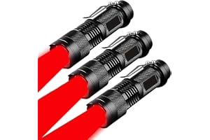 POCKETMAN 3-pack röd ljus ficklampa, 3 lägen zoombar vattentät hög effekt röd LED-ficklampa, bärbar LED-ficklampa för astrono