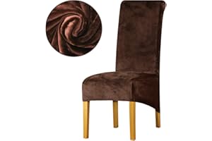 LANSHENG Stretch XL Chair Covers for Dining Chairs Removable Washable Velvet High Back Seat Protector Covers Dining Chair Slipcovers for Dining Room,Wedding,Banquet,Restaurant (Coffee,Set of 6)