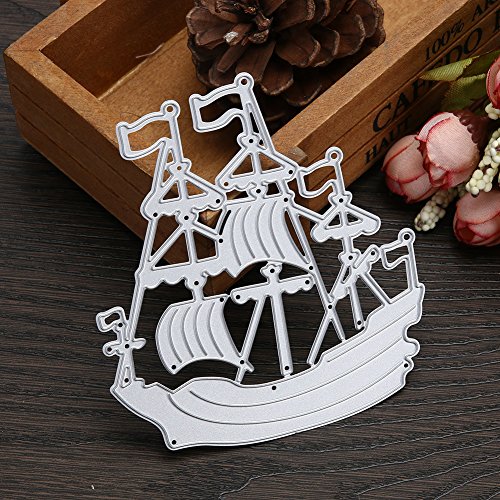 Amazingdeal365 Segelschiff Metall Form Schablonen Schneiden DIY Dekor Sammelalbum Karten Buchzeichen Lesezeichen als Geschenk für Freunde Geburtstag Kinder,Kindergarten Hobby Schule Handarbeit Unterricht usw. Ein tolles Geschenk! - 2