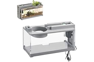 BONJUME Kit Complet D'aquarium De Bureau, Kit De Démarrage pour Mini Aquarium De Table Silencieux avec Pompe à Eau Kit Complet De Petit Aquarium LED avec Pompe pour Crevettes Poissons Rouges Tortues