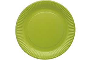 OKO LUTION OL453 Cartone/piatto monouso, 20 pezzi, Ø tondo 22,7 cm, altezza del bordo 2,7 cm, senza rivestimento in plastica, per barbecue, compleanno o festa, biodegradabile, verde