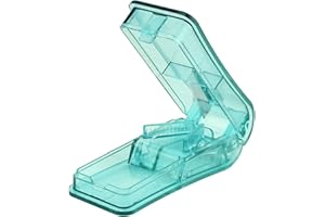 JUNFEIXUAN Pill Cutter, Portable 2-in-1Pill Splitter with Blade and Storage Compartment for Small or Large Pills Cut in Half Quarter for Pills Tablets (Green)