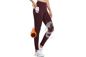 BALEAF Leggings Térmicos Mujer Invierno Impermeable Leggins Deportivos Pantalones Termicas Cálido Pantalon Senderismo Cintura Alta Mallas Deporte Mujer con Bolsillos