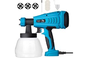 Paint Sprayer 550W Tilswall HVLP Electric Paint Spray Gun with 1300ML Detachable Tank Max 1200ml/min, 3 Spray Patterns,3 Nozzle Sizes for Fence, Cabinet, Home Painting