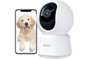 ARENTI 4MP Cámara para Perros, Camara Vigilancia WiFi Interior 2,4/5GHz, Cámara de Seguridad con App, Cámara para Mascotas Visión Nocturna por Infrarrojos, IP Cámara Compatible con Alexa
