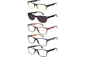 EFE Gafas Presbicia Mujer Hombre Gafas de Lectura Valor Pack 5 Hombre Mujer Unisex con Diseño de Patrón de Templo de Moda Buena Vision Anti Luz Azul Calidad Bisagras de Resorte Lectores