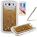 Produktbild Galaxy S3 Glitzer Hülle, Felfy Samsung S3 Neo Kreativ Luxury Flüssig Fließende Sparkly Bling Gold Quicksand Haut Tasche Back Case Cover Etui + 1x Gold Metall Stylus Touch Pen + 1x Displayschutzfolie