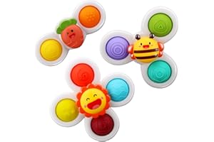 AIUOKYA Suction Cup Spinner Toys, Simple Dimple Suction Toy with Silicone Bubbles Kids for Bath and Window, Baby Toys for 1+ Years Old