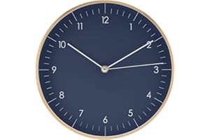 LUUK LIFESTYLE Moderno Reloj de Pared de Cuarzo con segundero, sin tictac, números arábigos, Sencilla decoración escandinava, Regalo para mudanza, salón, Cocina, Pasillo, Dormitorio, Azul Oscuro