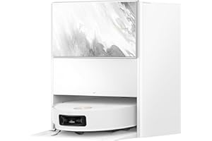 DREAME Aqua10 Ultra Track Complete Robot Aspirapolvere, Lavaggio 45 °C, Supera Ostacoli di 6 cm, Auto-pulizia Mocio, Aspirazione da 19.500 Pa, 0 Grovigli, Evita Oltre 240 Oggetti, Controllo Vocale