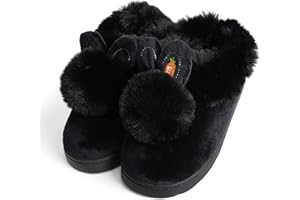 IONOKO Chaussons Fille Lapin Mignon Épaississement en Peluche Chaud Intérieur Doux Pantoufles Antidérapant Accueil Slippers