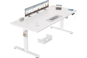 TRIUMPHKEY Bureau réglable en Hauteur - 180 x 80 cm - avec 3 Commandes à mémoire de Forme - Grand Bureau réglable en Hauteur - Anti-Collision -Blanc