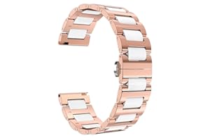 BINLUN Bracelet de Montre en Céramique avec en Acier Inoxydable Poli 12mm/14mm/16mm/18mm/20mm/22mm avec Boucle Papillon