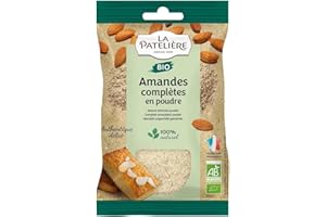 LA PATELIERE LA PATELIÈRE - Amandes Complètes en Poudre - Issues de l’Agriculture Biologique - Fabrication Française - Fruits Secs 100% Naturels, sans OGM - Ingrédient pour Cuisine et Pâtisserie - 125 g