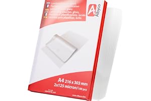 Albyco – lamineringsfilmer A4-kvalitet 250 micron (2 x 125 mikron) – 100 stycken – filmer A4 glänsande, lamineringsfickor – l