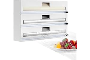 Housolution Dispenser 3 in 1 Porta Pellicola e Alluminio, Taglierina da Cucina, 30cm Bianco