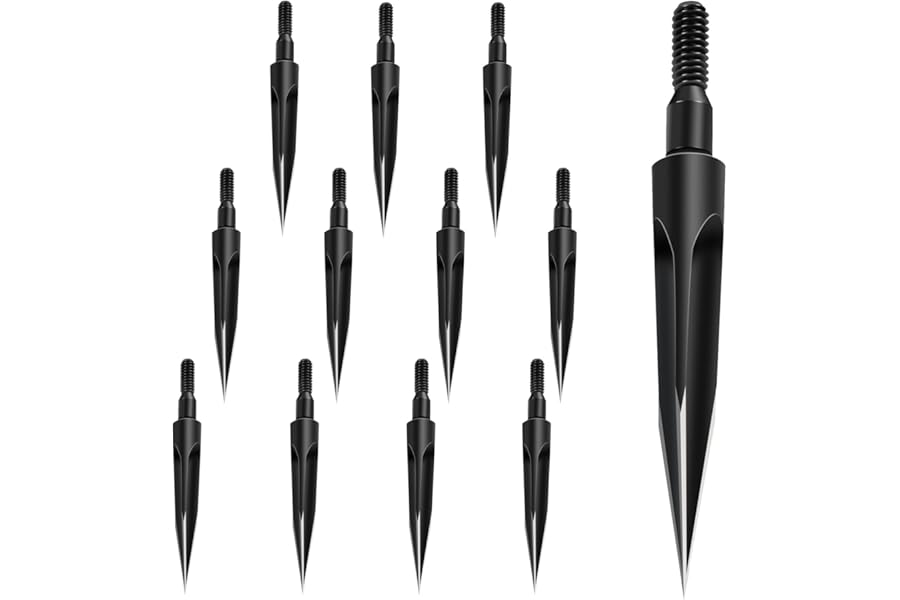 KURUGEILI 12 Pack 100/125/150 Grains Archery Traditional Broadheads Steel Points Screw-in Hunting Arrowheads Arrow Tip for Compound, Recurve Bow & Crossbow