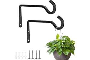 AMFUN 2 Pièces Crochets de Plafond pour Plantes Suspendues, Crochets Muraux Décoratifs D'extérieur, Métal Mur Crochet Swag pour Jardinières, Distributeur de Nourriture D'oiseaux, Lanternes(Noir)