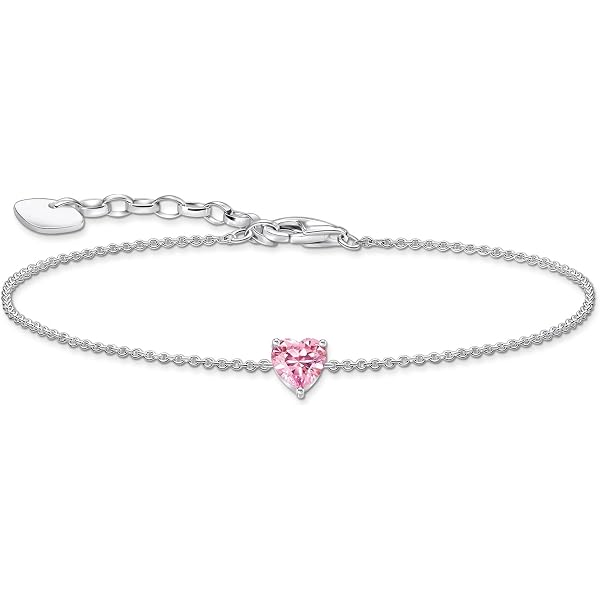 Thomas Sabo H2288-051-9 Orecchini Pendenti Argento 925 Con Zircone Rosa A Cuore, Regalo Donna