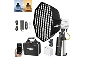 ‎GODOX Godox ML60IIBi ML60II-BI LED przenośny zestaw oświetlenia wideo, dwukolorowe 2800K-6500K, CRI 96 + TLCI 97+, 7 efektów FX, sterowanie aplikacją, z softboxem AD-S60S, akumulator litowy NP970