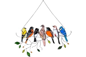 MAXQUU 1 Piece Bird Decoration, Home Decoration Hanging On Window, Gift Pendant Jewelry, Garden Gift, Garden Decoration, Garden Light Catcher, Seven Little Birds Pendant, Acrylic Jewelry