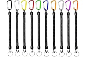 QIWENR 10 Pezzi Cordini da Pesca,Pesca Cordino di Sicurezza Corda Filo Elastico Molla Portachiavi Portachiavi a Spirale Elastico,per Fissarlo Pinze Lip Grip Pesce Strumento Pesca in Barca Pesca da Kayak