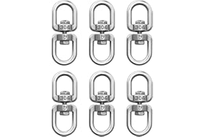 luvtree Lot de 6 crochets pivotants universels M4 en acier inoxydable - Connecteur polyvalent pour bateaux, animaux domestiques et projets de bricolage, crochet de suspension multifonction