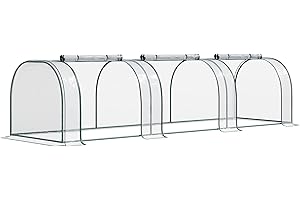 Outsunny Invernadero de Exterior 350x100x80 cm Invernadero de Jardín con 3 Puertas Enrollables Marco de Acero y para Cultivos Plantas Flores Transparente