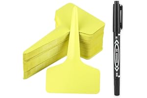 KINGLAKE 100 Pezzi Etichette Per Piante in plastica,T-Tipo Etichette per Piante Impermeabili, Etichette per Semi da Giardino,10 x 6 cm, Giallo