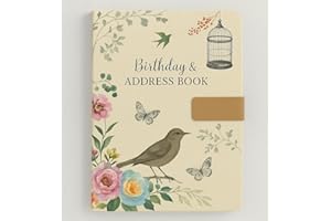 Sixstore Annuaire Téléphonique et Livre d'anniversaire Index A-Z Belle Couverture en Tissu De Style Vintage Couverture Rembourrée Douce de Taille A5 Carnet d'Adresses et d'Anniversaire