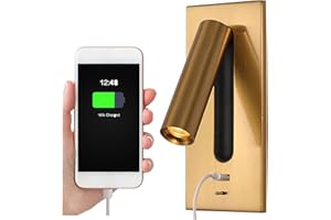 SHXITAYNB Liseuse Lampe LED Tete De Lit Caché Interrupteur Lampe De Chevet, USB Encastré Lampe De Chevet Murale Applique Liseuse, Wall Light Sconce, Orientable À 350 ° 90 ° Pliable,Laiton,3000K Warm