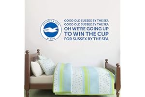 Beautiful Game Official Brighton & Hove Albion Football Club Song Wall Sticker Mural & Brighton Crest Decal Set Vinyl Art Print (120cm x 40cm)