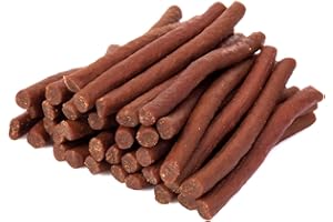 MERSJO friandises pour Chiens - 85% Haute teneur en Viande, Pas d'additifs, sans céréales ni Sucre, Friandises pour Chiens en complément Quotidien, Bœuf Kabanos, 500g