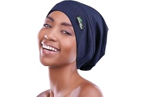FOCUSCARE Regulowana czapka nocna z satynową podszewką na dredy, kręcone włosy, rozmiar L