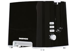 Daewoo Plastic Toaster, 2 Slice, Removable Crumb Tray, Browning Controls, Cancel / Defrost / Reheat Functions - Black