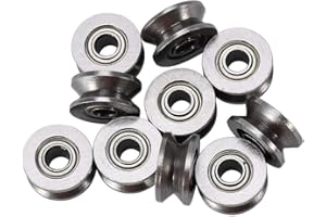 OUMEFAR 10pcs U624zz in acciaio al carbonio Shell puleggia a U puleggia rullo in metallo tipo U guida puleggia cuscinetto a rulli cuscinetto 0.51 pollici OD per porta finestra sistema di movimento lineare