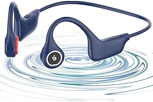 COMBLU Knochenschall Kopfhörer, Open-Ear Kopfhörer mit Mikrofon, Bone Conduction Bluetooth 5.1 Kabellos Sport Kopfhörer, IP55 Wasserdicht und Staubdicht zum Radfahren, Laufen, Joggen (Marineblau)