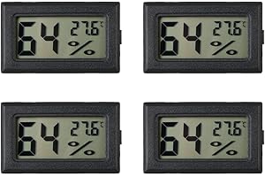Mini Hygrometer Thermometer,INRIGOROUS 4 Pcs LCD Digital Temperature Humidity Meter Thermometer Humidity Gauge Meter for cigar humidor Reptile Incubator Aquarium Poultry office bedroom living room (4)