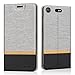 Price comparison product image RIFFUE® Sony Xperia XZ1 Compact Case, Riffue Ultra Slim Retro Denim Pattern PU Leather Flip Folio Protective Cover for Sony Xperia XZ1 Compact 4.6" with Card Slot - Grey