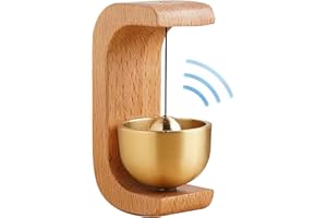 BRISKORE Tirador de puerta de madera, campana decorativa dorada para apertura de puerta, timbre de puerta de madera magnético, campanilla de viento para puerta de entrada, campana decorativa para