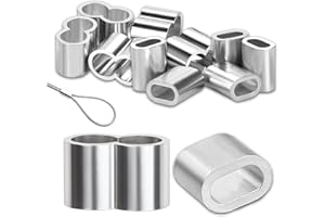 KISSTTA Akcesoria do linek gumowych, 5 mm, zaciski linowe 5 mm, 10 sztuk, 5 owalne, 5 8 figurek, klamra linowa, tuleje zaciskowe, podwójne tulejki, do zaciskania lin stalowych, kabli itp