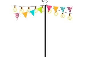 Urban Deco Heavy Duty String Light Poles, 4 Prong Christmas Light Hanging Pole, Portable Flag Pole for Yard Weather Resistant Poles for Outdoor String Lights, Black Christmas Light Pole-1Pack