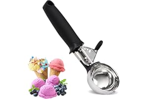 USKERB Ice Cream Scoop Stainless Steel Fruit Scoop | Multi-Purpose Stainless Steel Scoop with Easy Squeeze Trigger | Perfect for Ice Cream, Melon, Cookie Dough, & Meatballs | Durable & Ergonomic Design