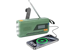 Alkia Notfallradio, Kurbelradio, FM/DAB+/DAB tragbares Solarradio mit 4000mAh Powerbank, Telefon-Ladegerät, USB-Ladung, Handkurbel, SOS Alarm, 3-Modus-Taschenlampe, für Outdoor, Camping (Militärgrün)